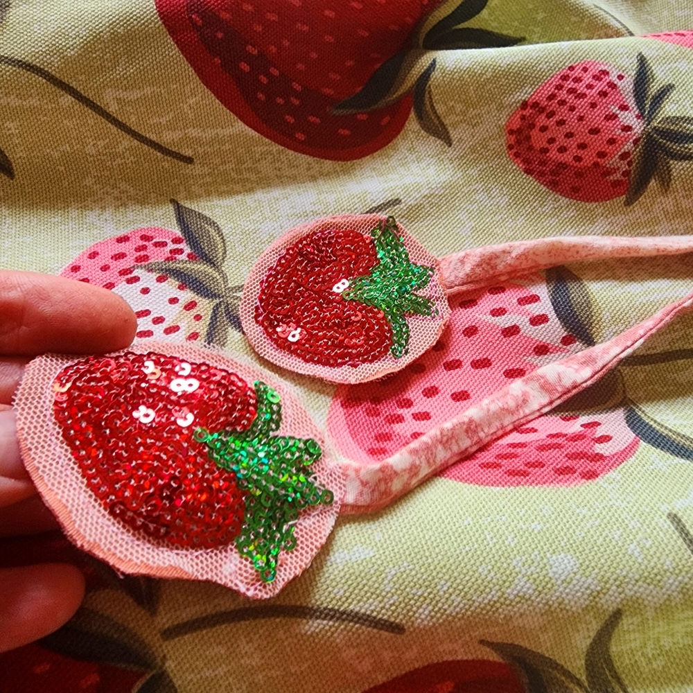 SOLD OUT✅️Designer Boho Maxi Skirt Upcycled Rare Strawberry Cottage Shabby Chic - Picture 4 of 16